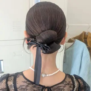 セミロング ヘアアレンジ 彩桜/艶カラー/小顔 に見せるカット✂のヘアスタイル