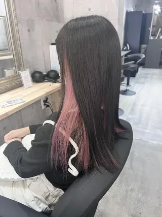 ミディアム サニーサイド大名 ダブルカラー髪質改善のヘアスタイル