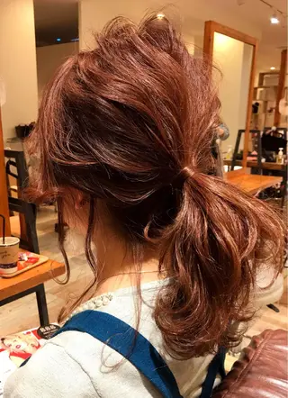 セミロング カラー ヘアアレンジ シールエクステ⭐️ オオミタクヤのヘアスタイル