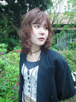 ミディアム 楪所属・チヒロ/パーマ /ショートのヘアスタイル