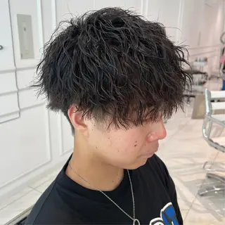 ショート パーマ メンズ 若白髪ボカシ/パーマ 藤川時也のヘアスタイル