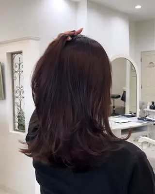 セミロング カットモデル/ 透明感ヘア/成瀬裕介のヘアスタイル