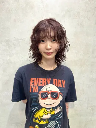 ミディアム カラー パーマ 篠田 あずさのヘアスタイル