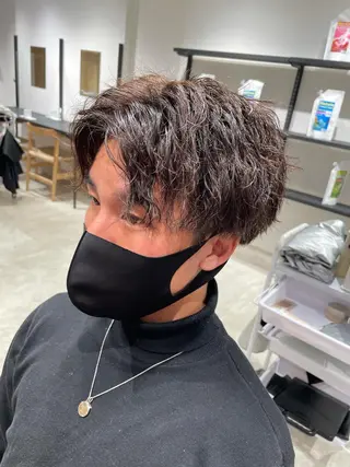 ショート カラー パーマ ヘアアレンジ メンズ パーソナルカラー合わ せたカラー🤍なつみのヘアスタイル