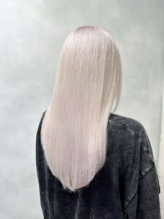 ロング カラー レイヤーブリーチ特化 ホワイト専門/岸のヘアスタイル