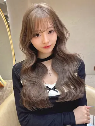 セミロング カラー ❤️ブリーチなし💚 ダブルカラー平野実花のヘアスタイル