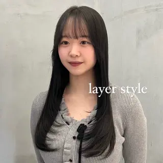 ロング 𝙆𝙖𝙞🎀🩶 レイヤー/縮毛矯正のヘアスタイル
