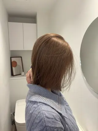 ミディアム リン🔔ボブ cut ベージュカラー🤎のヘアスタイル