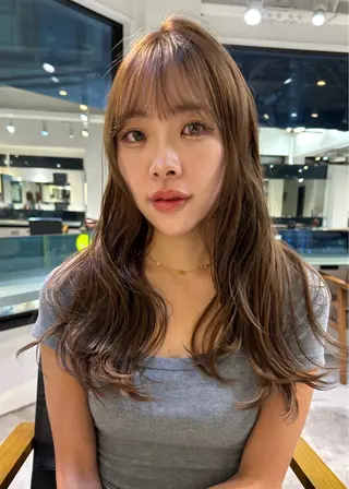 ロング カラー パーマ メンズ レイヤー/透明感/ ブリーチなし/わかなのヘアスタイル