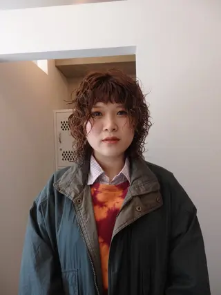 ミディアム パーマ 彩葉/ブリーチ/ カットモデル栄・伏見のヘアスタイル