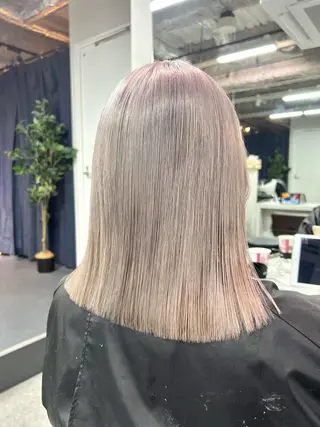 ミディアム カラー ハイトーン&髪質改善 &韓国エクステ🤎のヘアスタイル