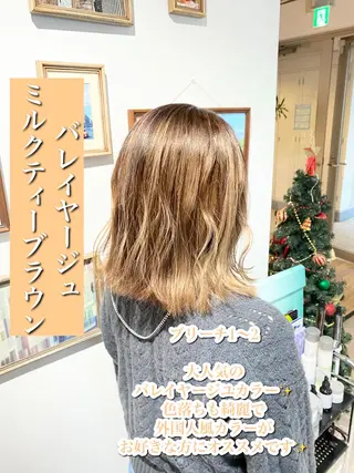 セミロング カラー 艶髪カラー 渡辺岳也のヘアスタイル