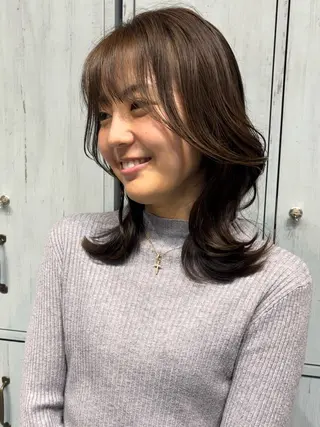 ミディアム カラー ヘアアレンジ アンドウ ユウ/ レイヤーカット/韓国のヘアスタイル