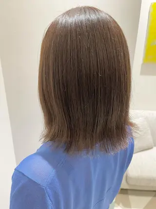 ミディアム カラー 蜂須賀🐝縮毛矯正 ストレートパーマのヘアスタイル