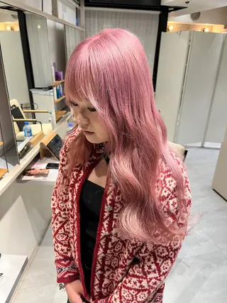 ロング カラー kanta 梅田 韓国ハイトーンのヘアスタイル