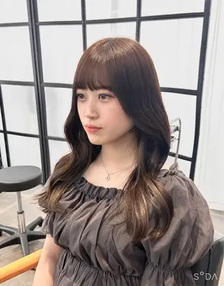 セミロング カラー 韓国×髪質改善カラー 💎hinaのヘアスタイル
