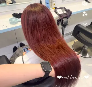 ロング カラー ブリーチなし🍒中韓 /暖色系🍒のヘアスタイル