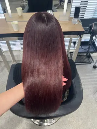 ロング カラー 💗愛され暖色💗 ピンク/レッド💗のヘアスタイル