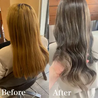 セミロング カラー ヘアアレンジ HAIRSALONLOOP所属・川上 麻梨阿のヘアスタイル