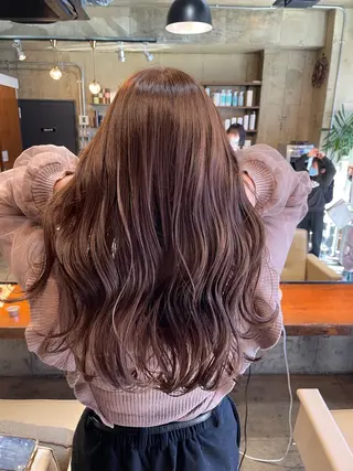 ロング カラー 柔らかい縮毛矯正 ＋艶感山根のヘアスタイル