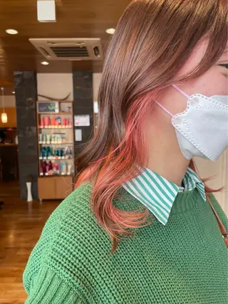 セミロング カラー 艶、デザインカラー KAORI🌼のヘアスタイル