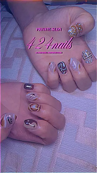 ショート カラー ネイル キッズ メンズ ヘアアレンジ パーマ マツエク・マツパ 424 nailsのネイルデザイン