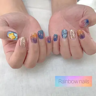 ネイル Rainbow nailsくろちゃんのネイルデザイン