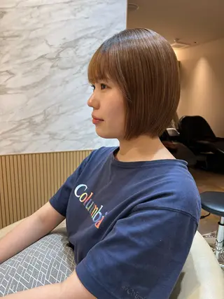 ショート カラー ボブ/巻ける縮毛矯正 /韓国レイヤーはなのヘアスタイル
