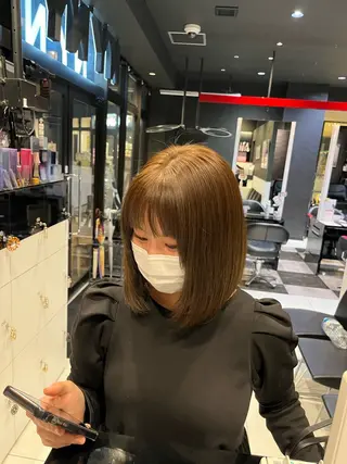 ショート カラー ボブパーマ/レイヤー カット/KINAMIのヘアスタイル