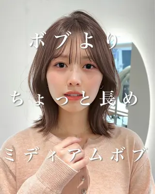 ミディアム カラー ren ボブロブ/ミディアムのヘアスタイル