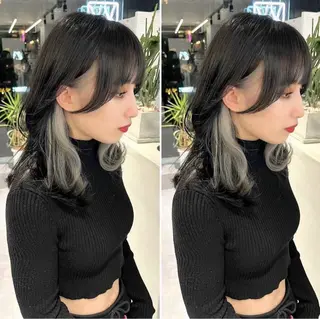 ミディアム カラー 吉崎 ひびきのヘアスタイル
