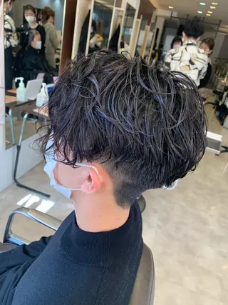 ミディアム メンズパーマ/難波/ 心斎橋　室園亮佑のヘアスタイル