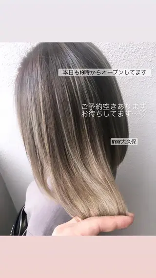 セミロング ブリーチ/髪質改善 NYNY大久保のヘアスタイル