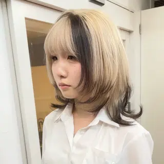 ロング カラー ブリーチなしピンク 赤井龍斗のヘアスタイル