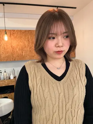 ミディアム カラー 暖色/パーマ 🌼クニトウメイのヘアスタイル