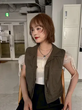 ショート 伶風/デザインカット /ボブ/透明感カラーのヘアスタイル