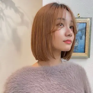 ミディアム カラー パーマ ボブ｜韓国｜美髪矯正 ｜amika🌙のヘアスタイル