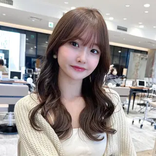 セミロング カラー 顔周り/くびれヘア 韓国ヘア💕風間るなのヘアスタイル