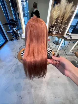 セミロング カラー ブリーチしたのに 色持ち1.5ヶ月のヘアスタイル