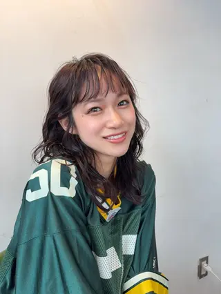ミディアム パーマ 似合わせカット‪// 鶴我万唯華のヘアスタイル