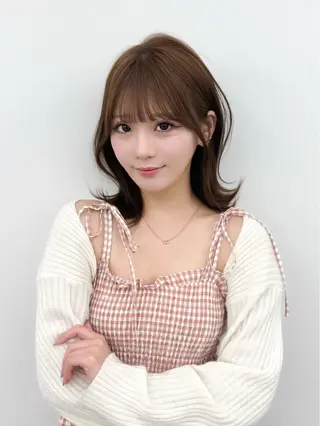 ミディアム カラー ヘアアレンジ 最小顔周り レイヤー特化/こうきのヘアスタイル