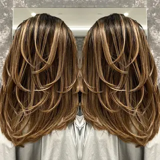 ミディアム カラー ヘアアレンジ アンドウ ユウ/ レイヤーカット/韓国のヘアスタイル