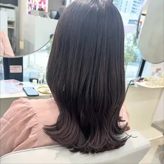 セミロング カラー 透明感×艶髪/ 韓国レイヤー／MIOのヘアスタイル