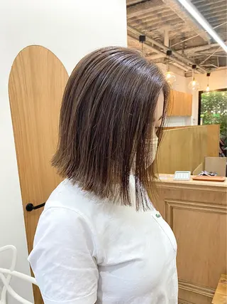 ミディアム カラー ヘアアレンジ ハル🌸柔色/ ブリーチなし/艶髪のヘアスタイル