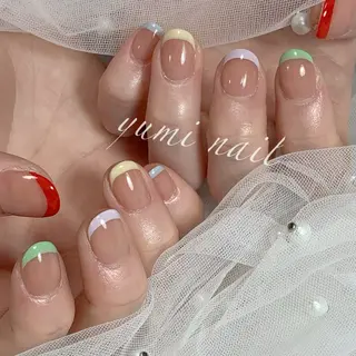 ネイル momokaジェル& チップ長さだしのネイルデザイン