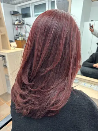 セミロング レイヤーパーマ/ ショートパーマ/横浜のヘアスタイル