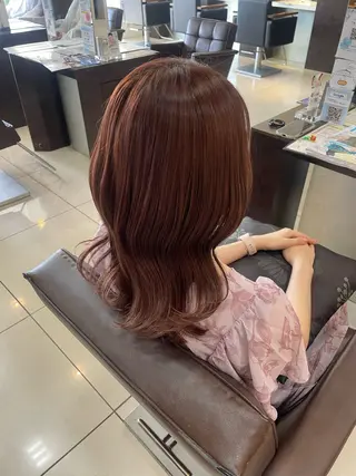 セミロング カラー 🍊うる艶暖色カラー ボブ🍓マツパまゆかのヘアスタイル