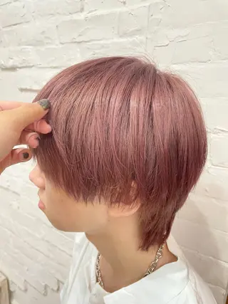 ショート カラー メンズ 【ピンク/韓国ヘア/ ヘアセット】亜海のヘアスタイル