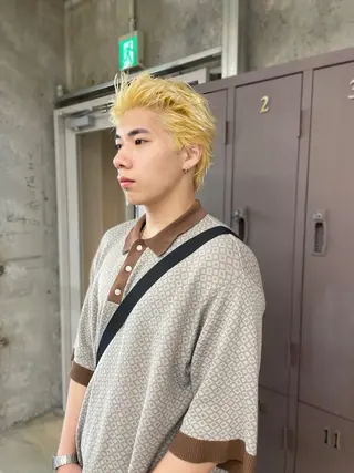 ショート カラー 愛加メンズパーマ・ ボブ・ピンクカラーのヘアスタイル