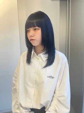 セミロング カラー 店長 MANAMI /ブリーチ/骨格ボブのヘアスタイル